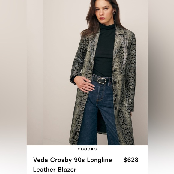 Veda Snake Print Leather Jacket - Black and Gray - Picture 13 of 13